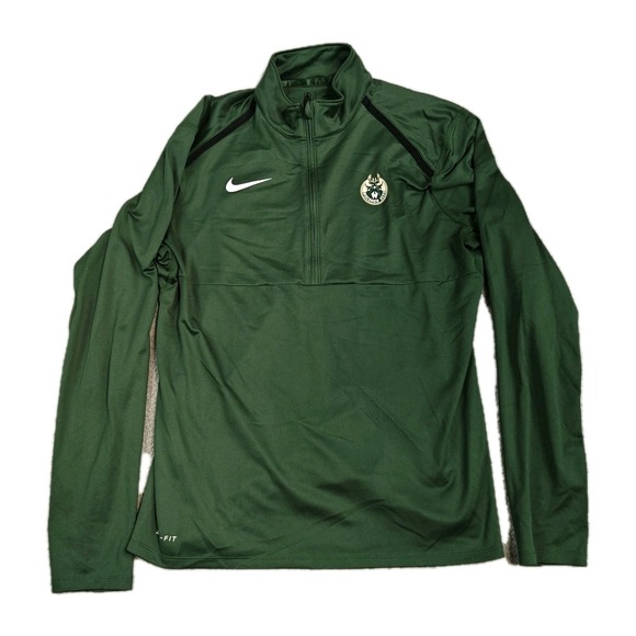 Nike Dri Fit Jacket Mens Medium Green NBA Basketball Training Therma Fit Sweater - Picture 1 of 10